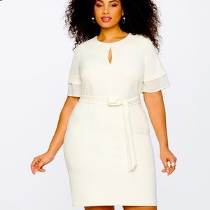 Eloquii 🤍 Tiered Sleeve Dress with Keyhole Neckline 18 (fits 16)